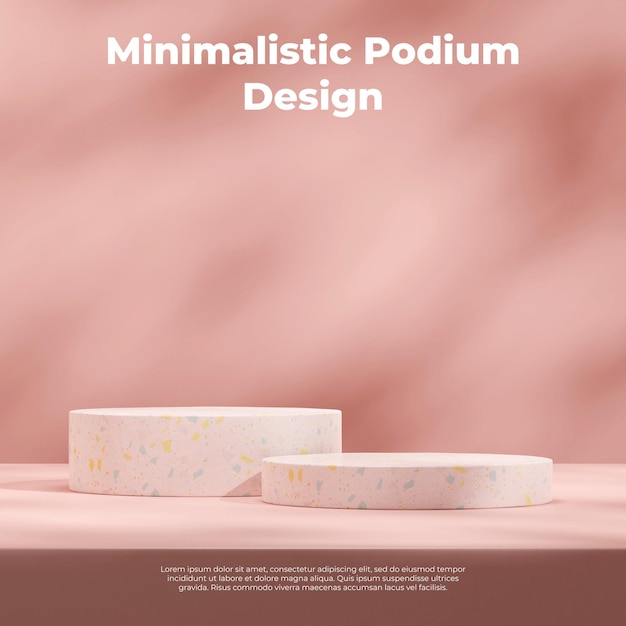 3D-Rendering-Mockup-Vorlage leere rosafarbene Terrazzo-Textur-Podiumsszene im Quadrat mit Gobo-Licht