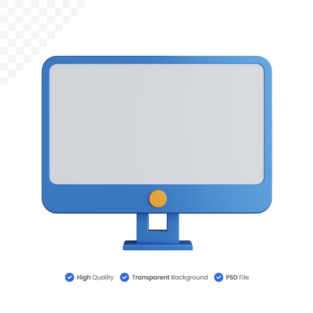 3D-Rendering-Monitor mit leerem Bildschirm isoliert