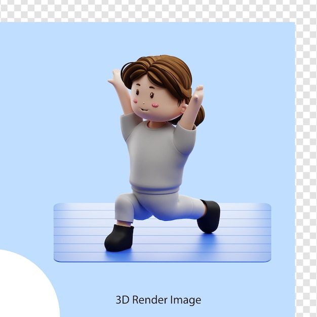 3d rendering mujer entrenamiento cuerpo estiramiento