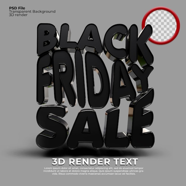 3D rendering nero venerdì testo sconto vendita flash colore nero