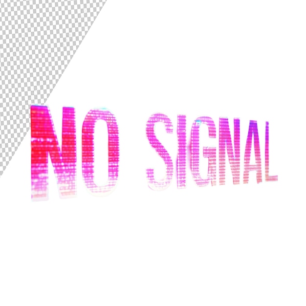 3d rendering no signal text with screen effects