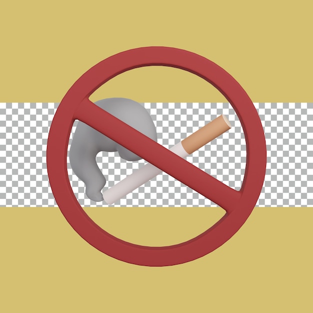 3d rendering no smoking red sign tranparent premium psd