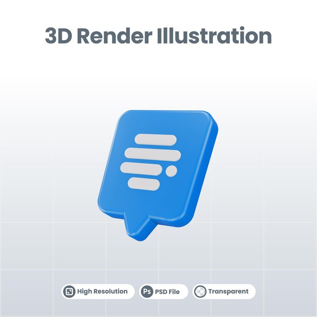 3d rendering notification message chat icon attention sms sign and internet message
