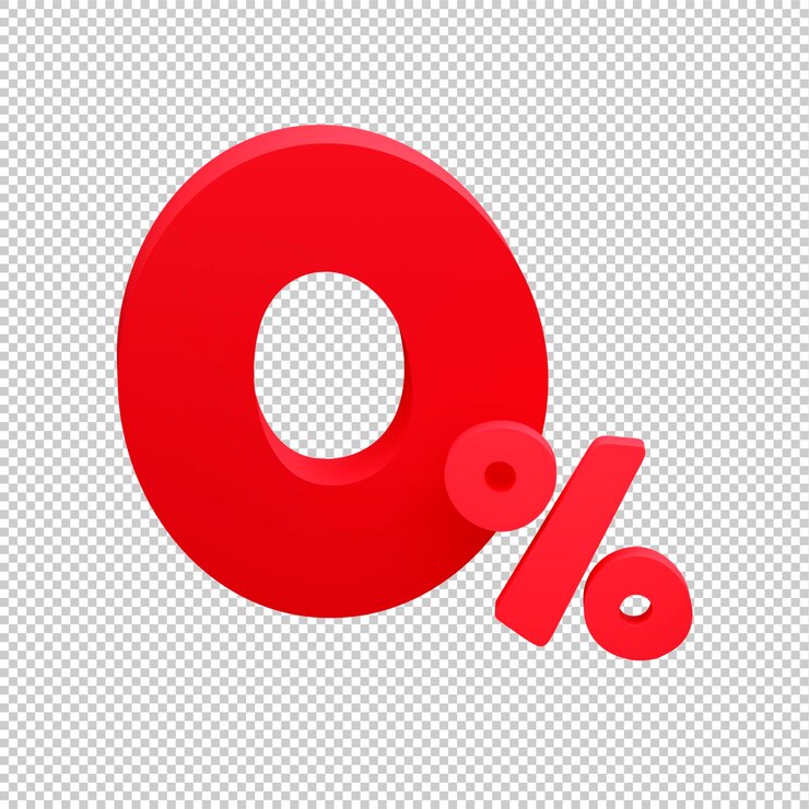 PSD 3d-rendering null prozent rot auf transparentem hintergrund