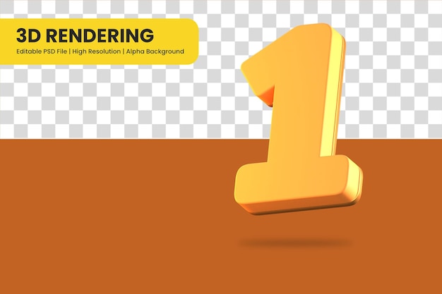 3d rendering number 1 isolated