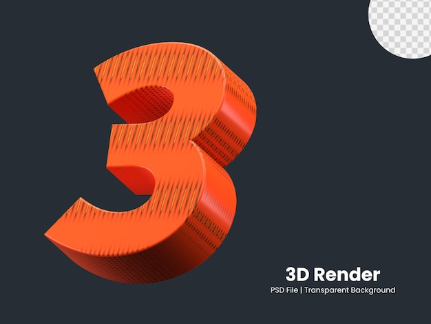 3d rendering number 3 isolated