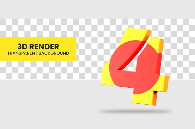 3d rendering number 4 isolated