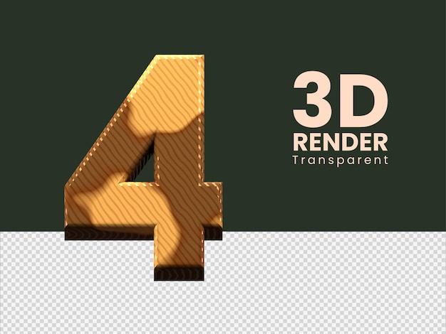 3d rendering number 4 isolated