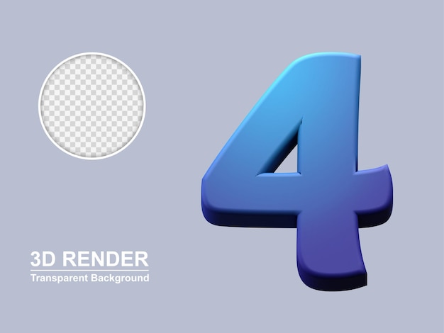 3d rendering number 4 isolated