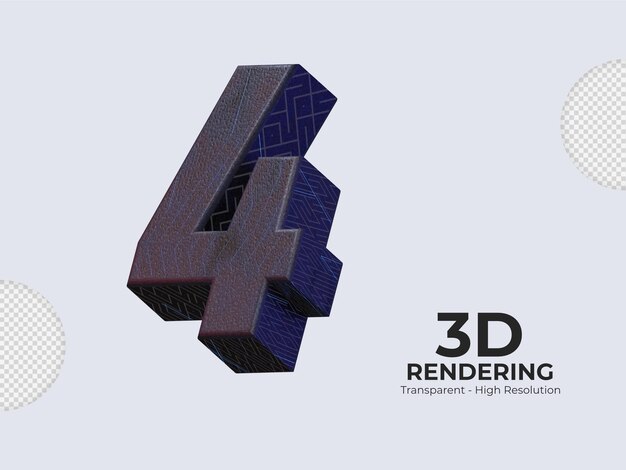 3d rendering number 4 isolated