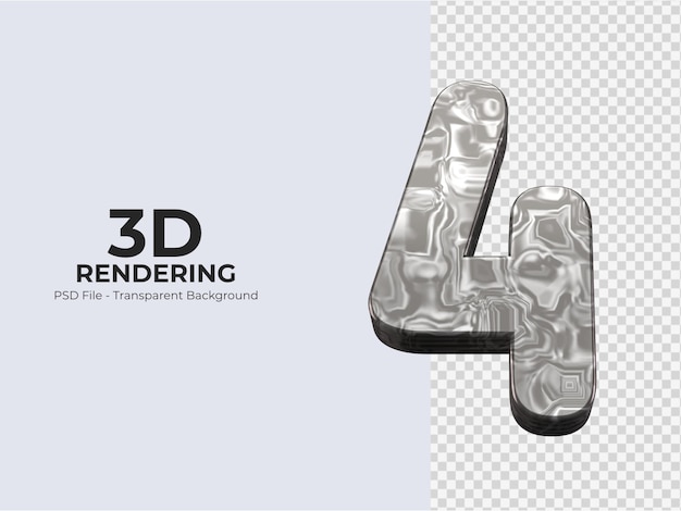 3d rendering number 4 isolated