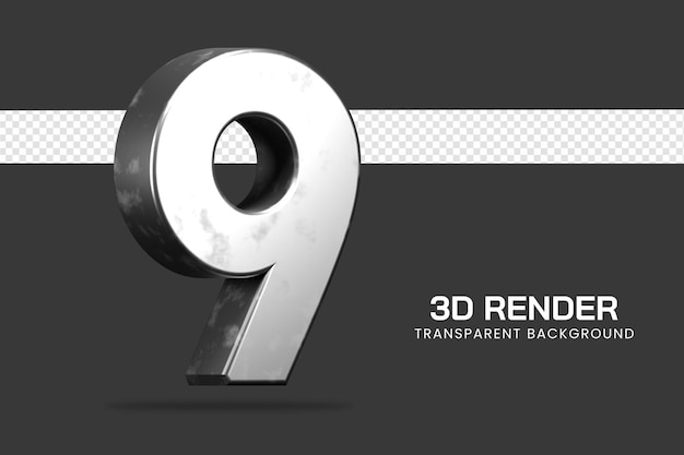 3d rendering number 9 isolated