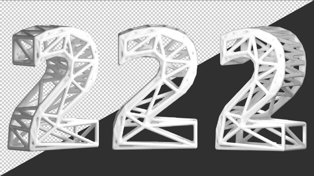 3d rendering numero 2 bianco astratto