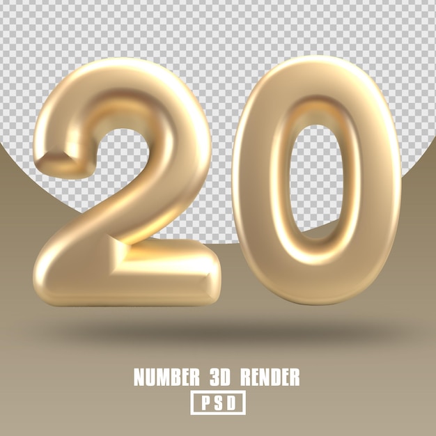3d rendering numero 20 stile oro