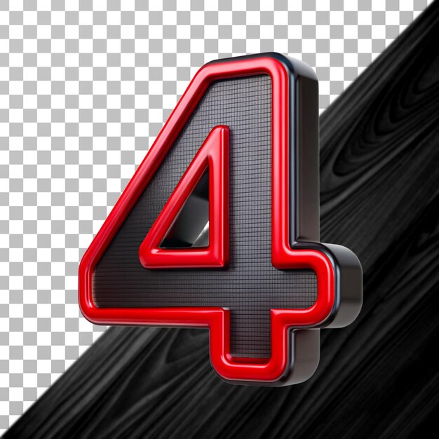 3d rendering numero di 4 isolato su sfondo trasparente
