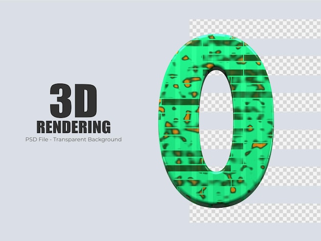 PSD 3d-rendering nummer 0 isoliert