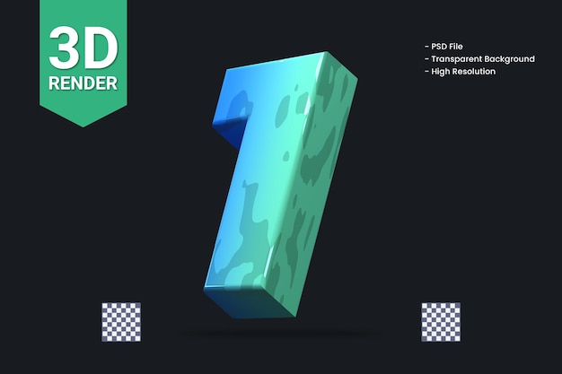 3D-Rendering Nummer 1 isoliert