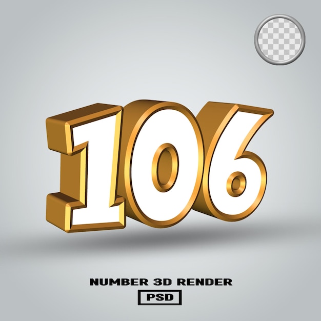 3D-Rendering Nummer 106 in gold-weißer Farbe