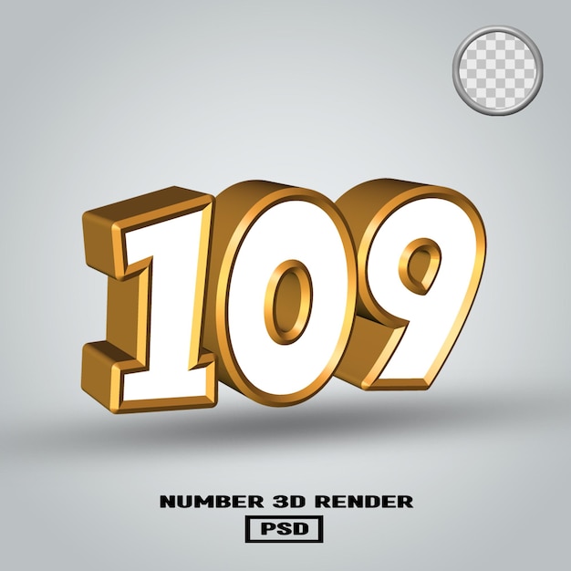 3D-Rendering Nummer 109 in gold-weißer Farbe