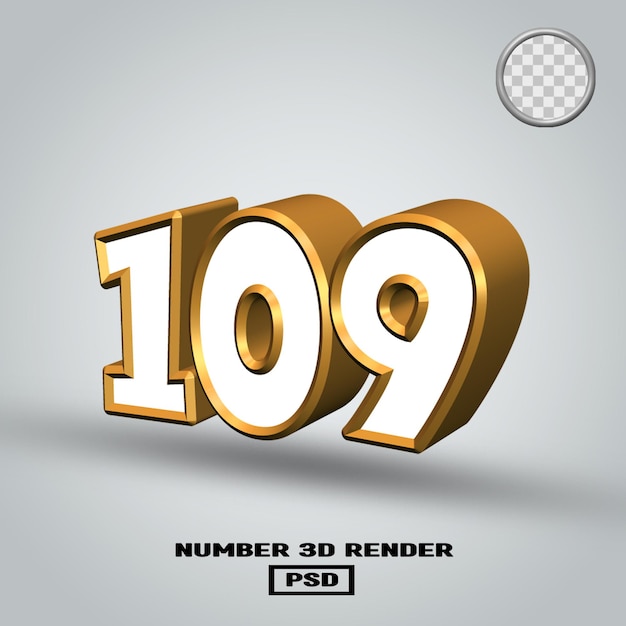 3D-Rendering Nummer 109 in gold-weißer Farbe