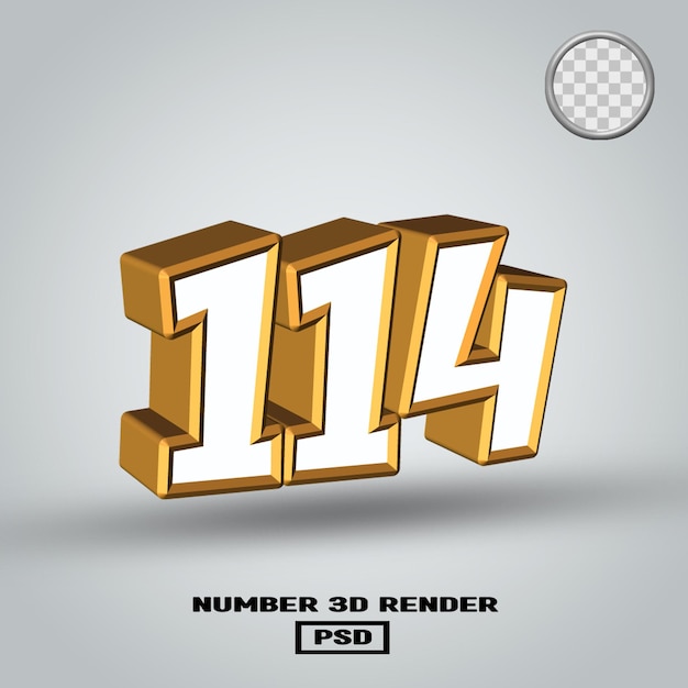 3D-Rendering Nummer 114 in gold-weißer Farbe