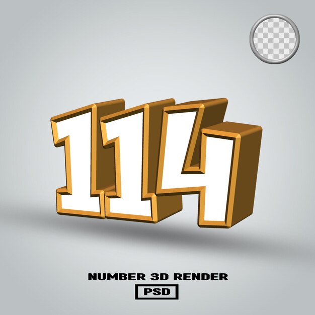 3D-Rendering Nummer 114 in gold-weißer Farbe
