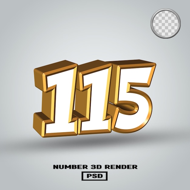 3D-Rendering Nummer 115 in gold-weißer Farbe
