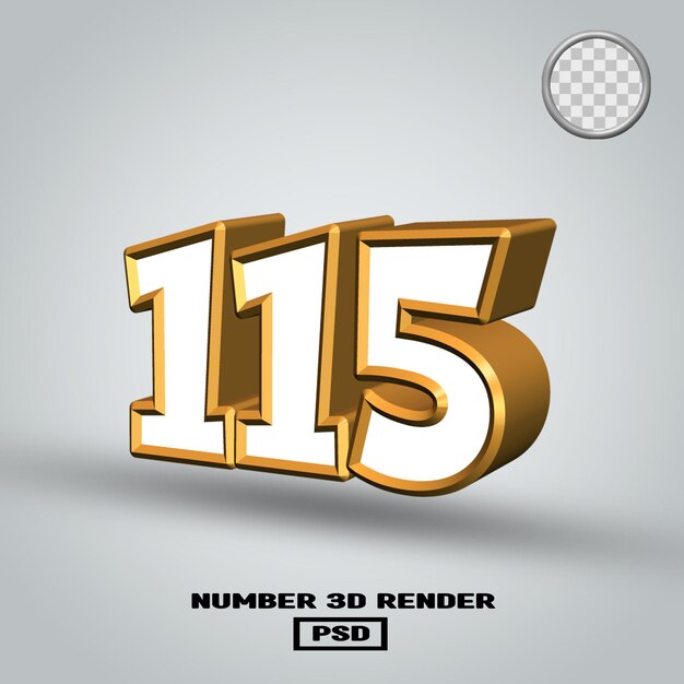3D-Rendering Nummer 115 in gold-weißer Farbe