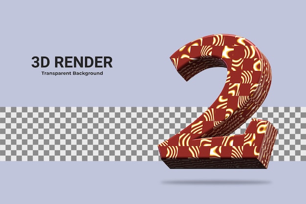 3d-rendering nummer 2 isoliert