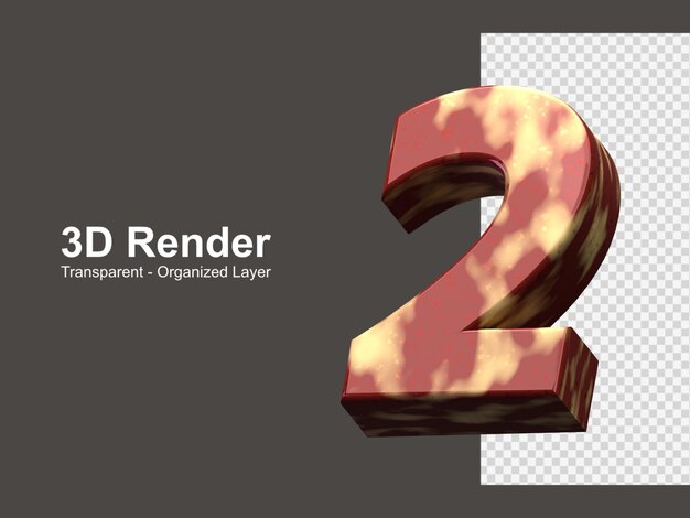 3d-rendering nummer 2 isoliert