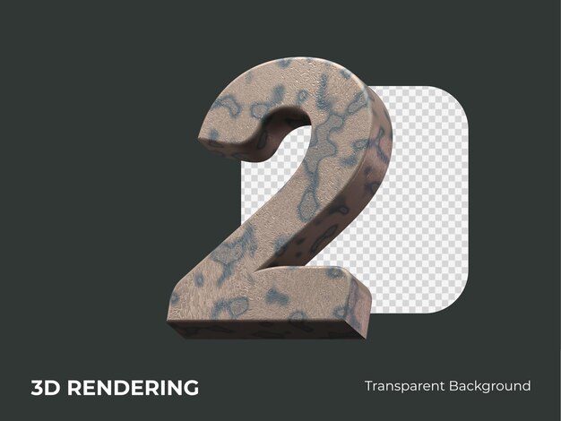 PSD 3d-rendering nummer 2 isoliert