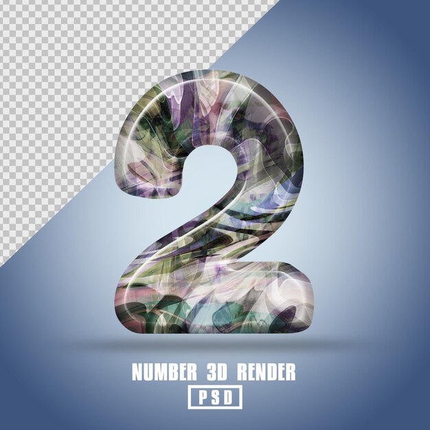 3D-Rendering Nummer 2 mit abstrakter flüssiger Texturfarbe