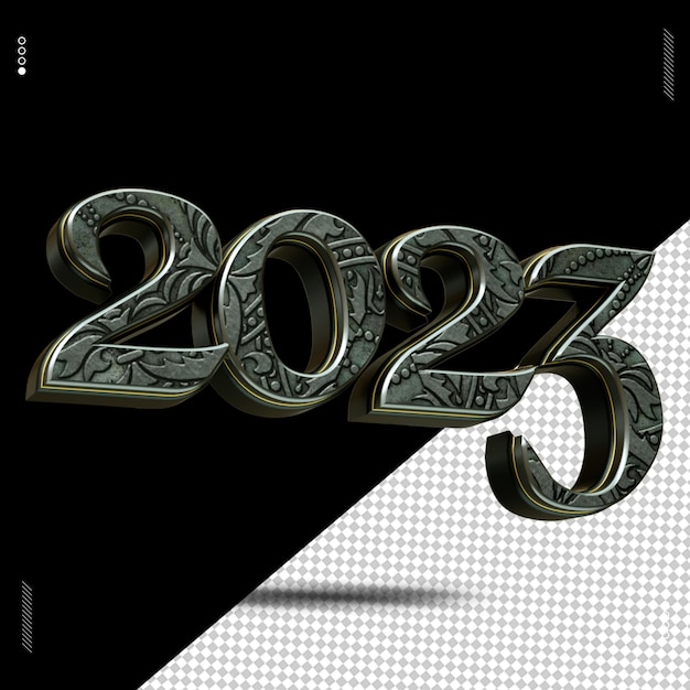 3D-Rendering Nummer 2023 Schriftart mittelalterlich