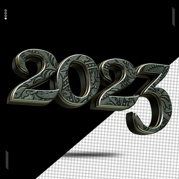 3d-rendering nummer 2023 schriftart mittelalterlich