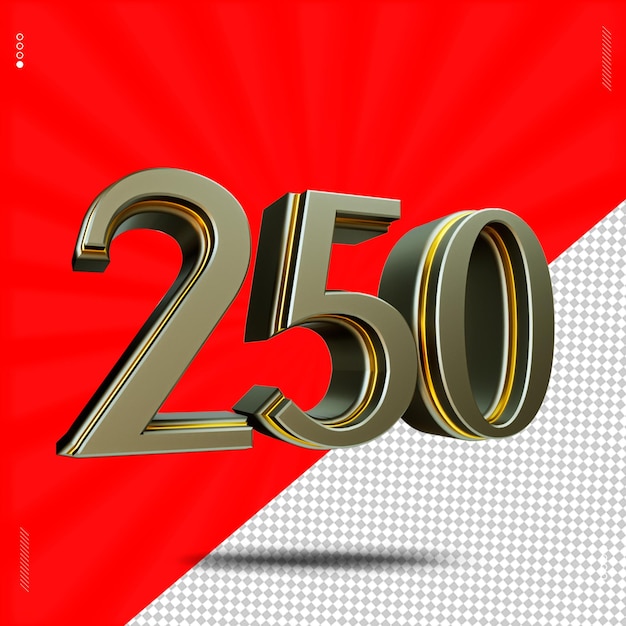 3D-Rendering Nummer 250 Schriftart Stahl
