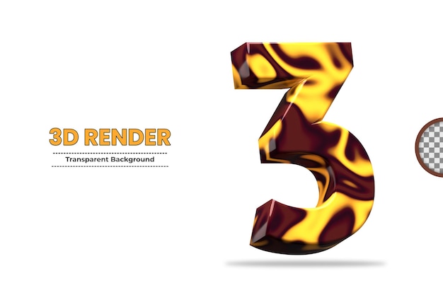 3d-rendering nummer 3 isoliert