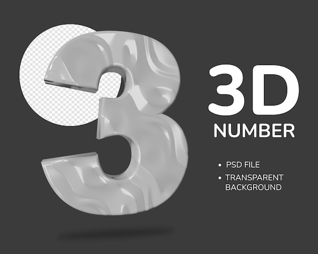 3D-Rendering Nummer 3 isoliert