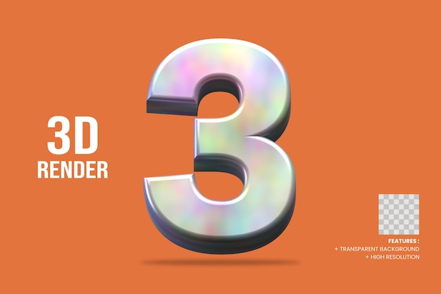 3D-Rendering Nummer 3 isoliert