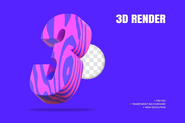 3d-rendering nummer 3 isoliert