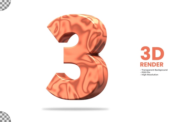 3D-Rendering Nummer 3 isoliert