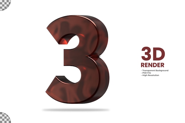 3D-Rendering Nummer 3 isoliert