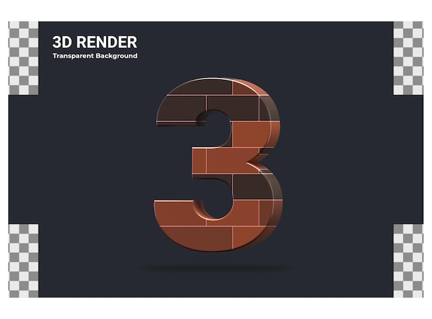 3D-Rendering Nummer 3 isoliert