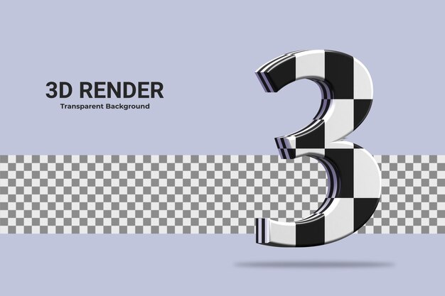 3D-Rendering Nummer 3 isoliert