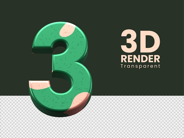 3D-Rendering Nummer 3 isoliert