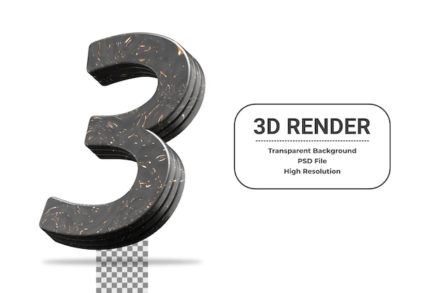 3d-rendering nummer 3 isoliert