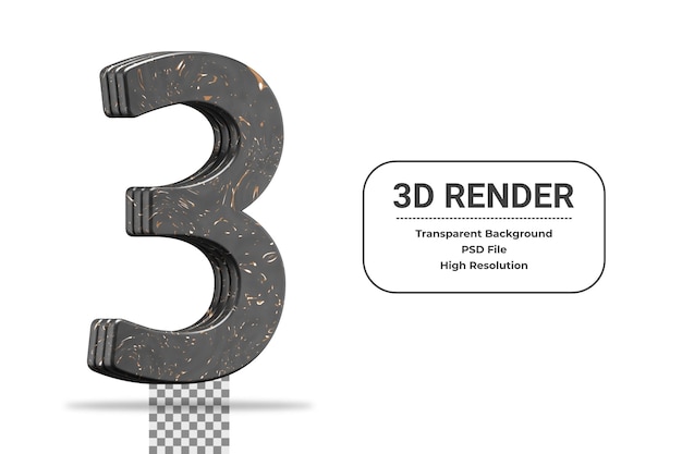 3D-Rendering Nummer 3 isoliert