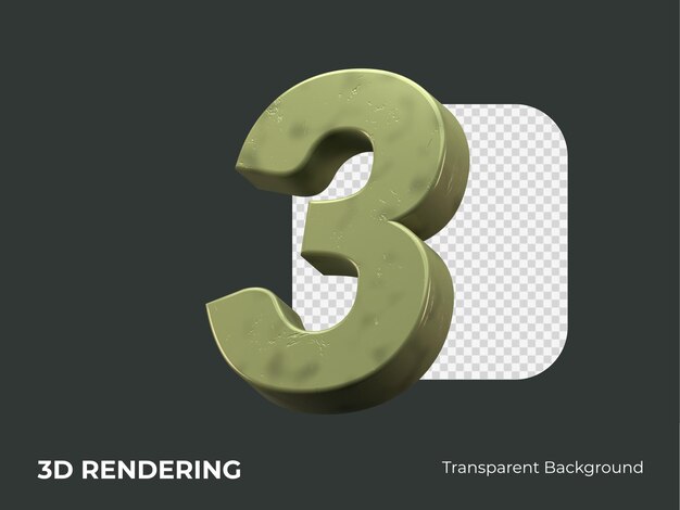 PSD 3d-rendering nummer 3 isoliert