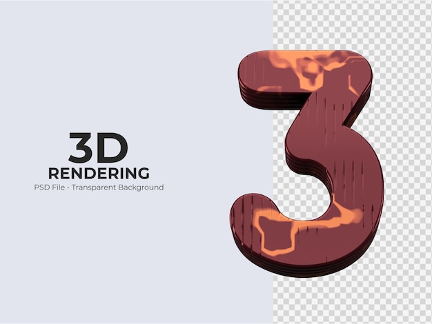 3D-Rendering Nummer 3 isoliert