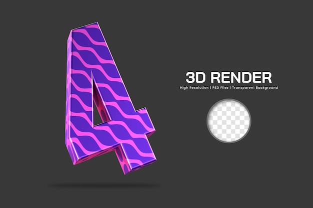 3d-rendering nummer 4 isoliert