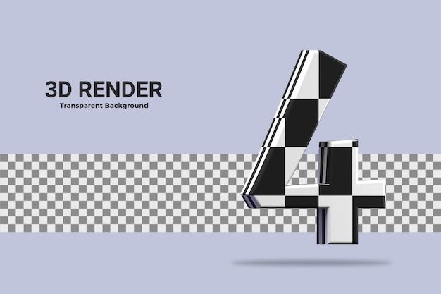 PSD 3d-rendering nummer 4 isoliert